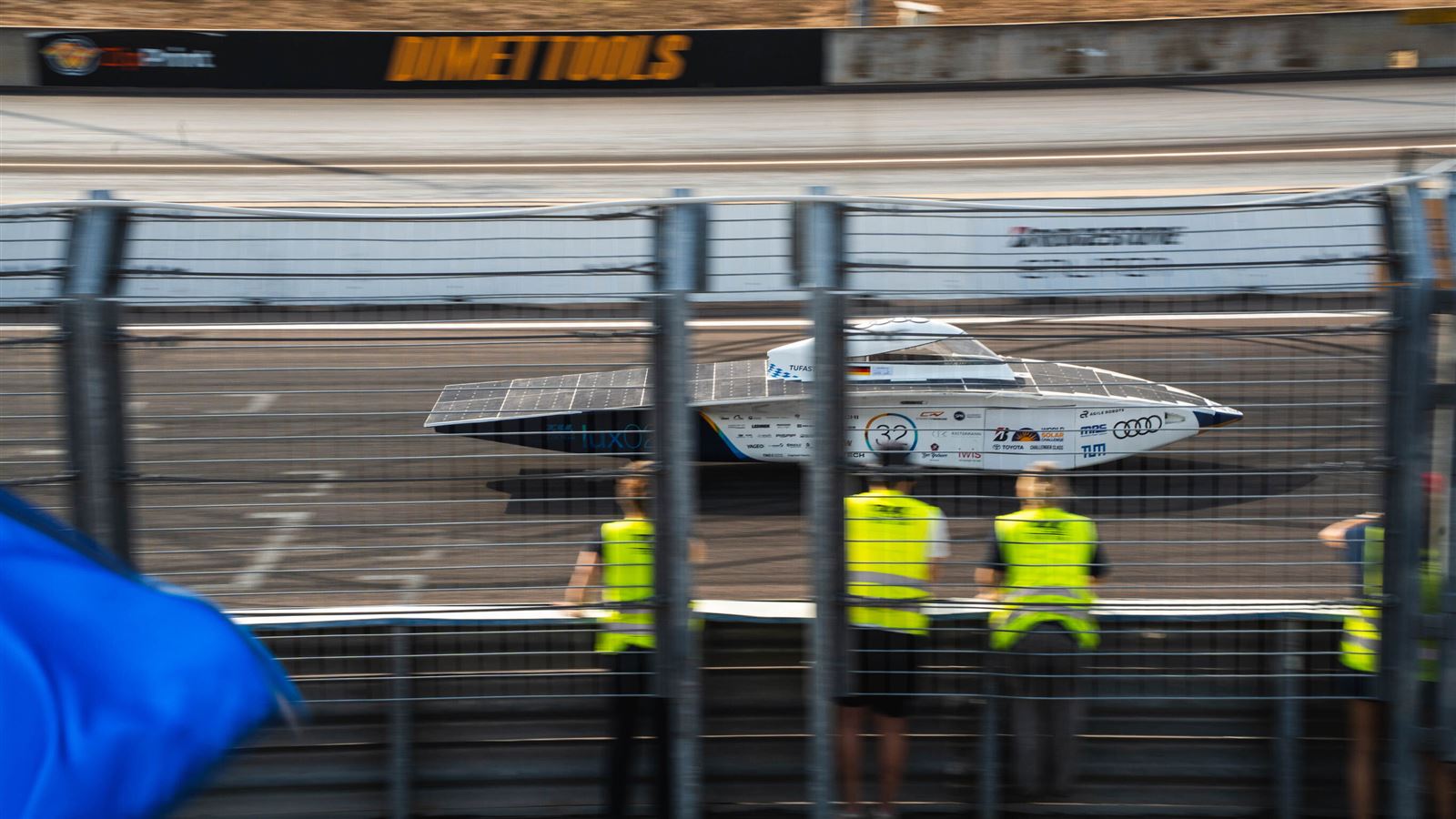 Solar car on the track